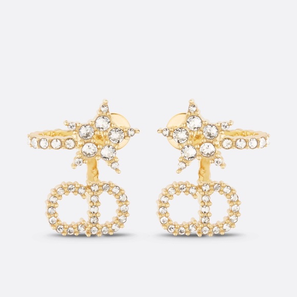 DIOR Claire D Lune Crystal Gold Earrings - Picture 1 of 3